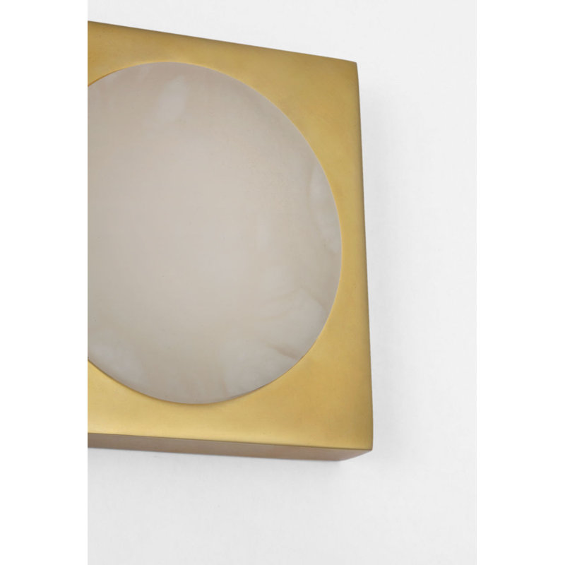 Dichotomy Sconce with Alabaster, 4.5" H x 4.5" W x 0.75" D, Antique-Burnished Brass, 1 Lights