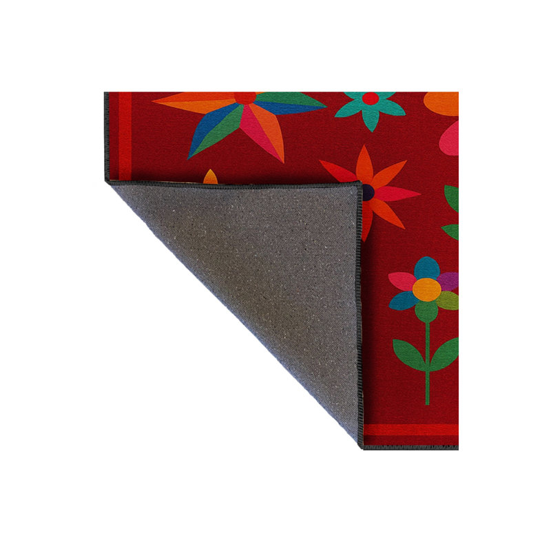 Tapis vert tissé à motif floral lavable Mosso, 3'11" x 5'11"