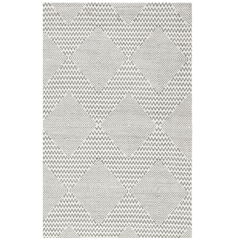 Tapis gris / ivoire en coton tissé à plat à la main Altis, Rectangulaire 3 pi x 5 pi