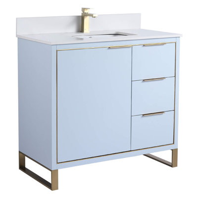 Meuble-lavabo sur pied simple 36 po avec plateau en pierre Geselle