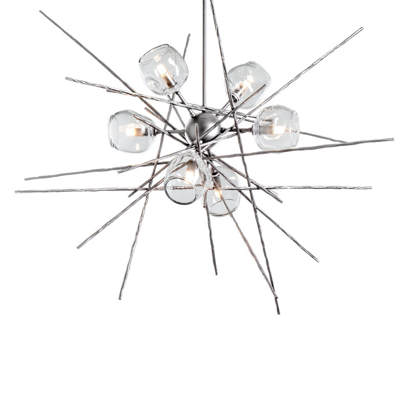 Griffin 6 - Light Chandelier, Clear, 56.6" H x 39.2" W x 38.8" D, Sterling
