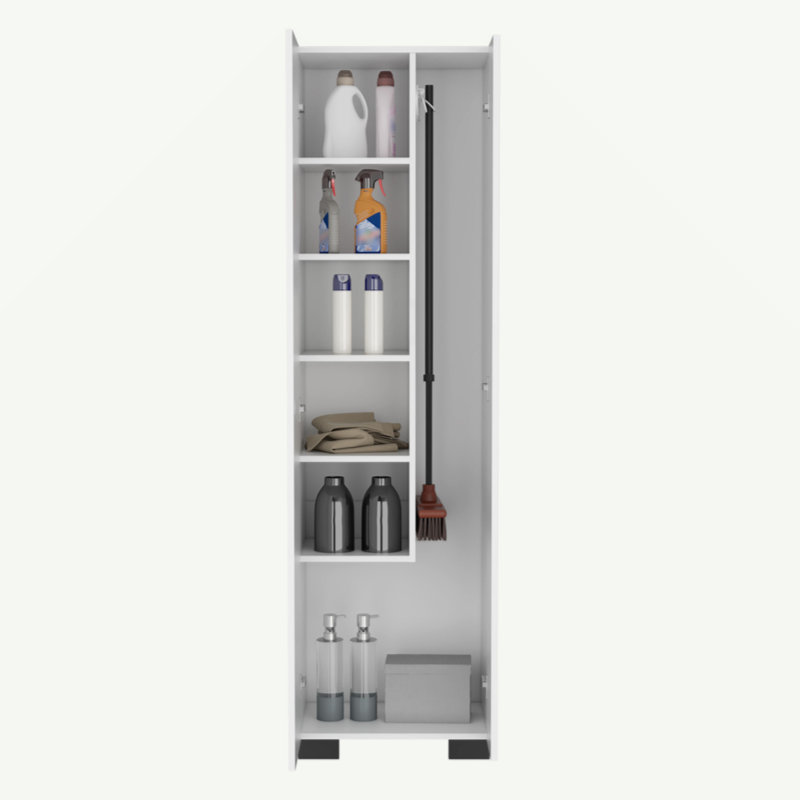 Solution de rangement Lake Broom Cabinet avec tablettes intérieures et supports de balai