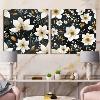 Izzo - Ensemble de 2 collages carrés floraux