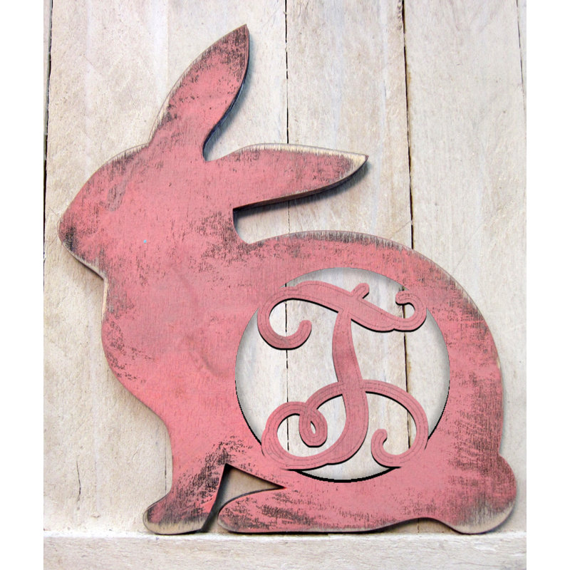 Décoration murale de forme simple en bois rustique de lapin rétro, G