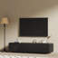 Console 70 po avec design en spirale unique et moderne avec meuble de rangement et meuble télé 2 tiroirs pour le salon, la chambre à coucher, noir