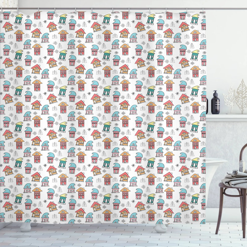 Shower Curtain with Hooks Included, 70" H x 69" W