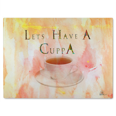 Lets Have A Cuppa Glass Chopping Board