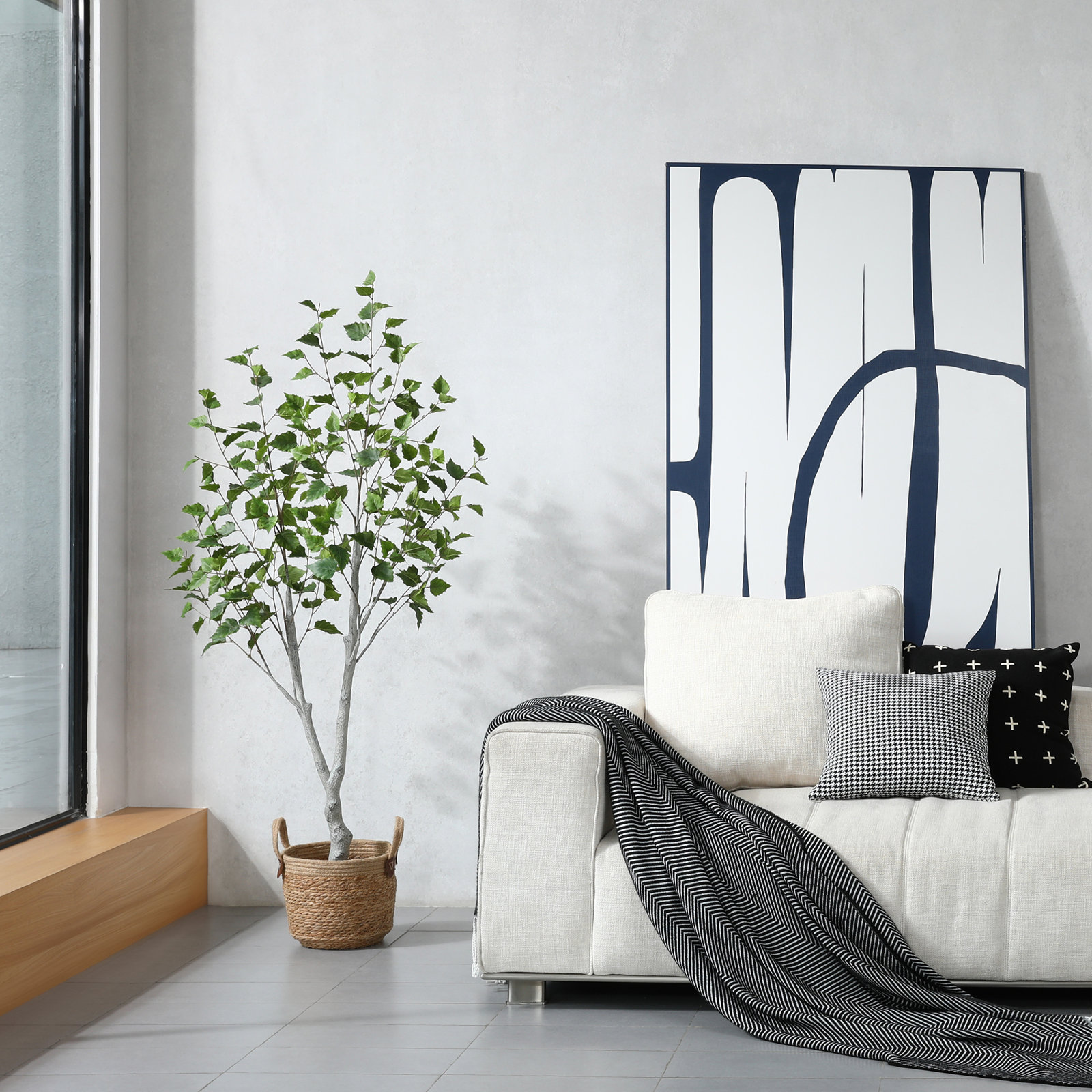 Adcock Birch Tree in Pot, 60" H x 20" W x 20" D
