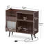 Record Player Stand With Power Outlet And Led Light