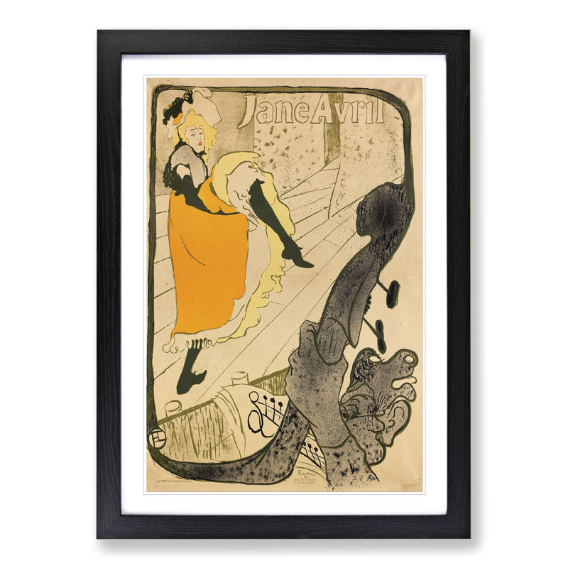 Jane Avril Vol.2 by Henri De Toulouse-Lautrec - Picture Frame Painting, Black, 65cm H x 48cm W x 2cm D