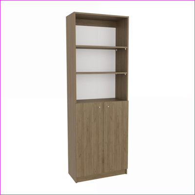 Bookcase, Modern 2-Door with Multi-Tier Shelves Beige | MDF | Primary Living Space