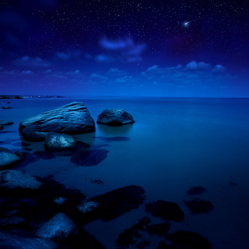 Night Shot Sea by Da-kuk - No Frame Print on Canvas, 122cm H x 122cm W