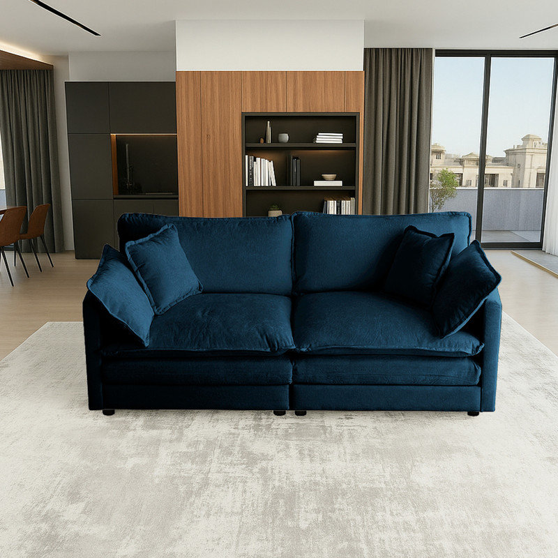 Causeuse en chenille 76,5 po, Bleu