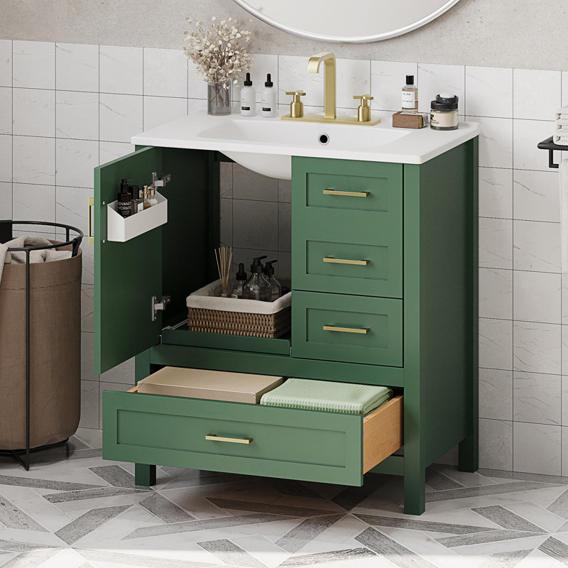 Ensemble de meuble-lavabo avec lavabo, armoire de rangement pour salle de bain avec porte à fermeture en douceur