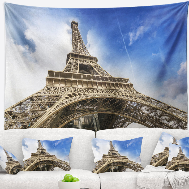 Cityscape de polyester de la tour eiffel à partir de tapisserie au sol avec accessoires suspendus inclus, H 68 po x l 80 po