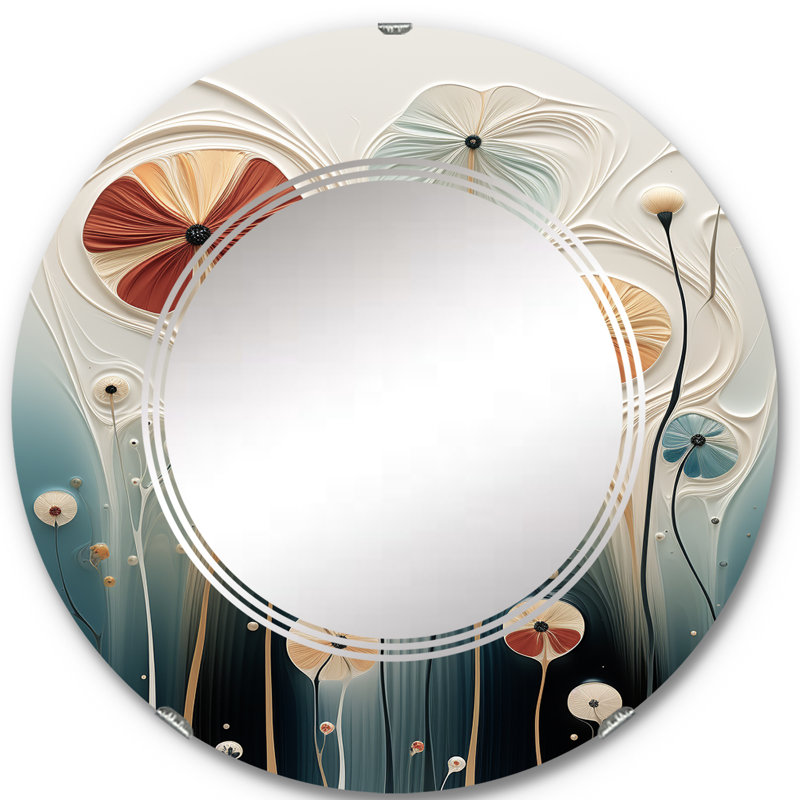 Boyné - Miroir mural rond moderne, 24 po x 24 po