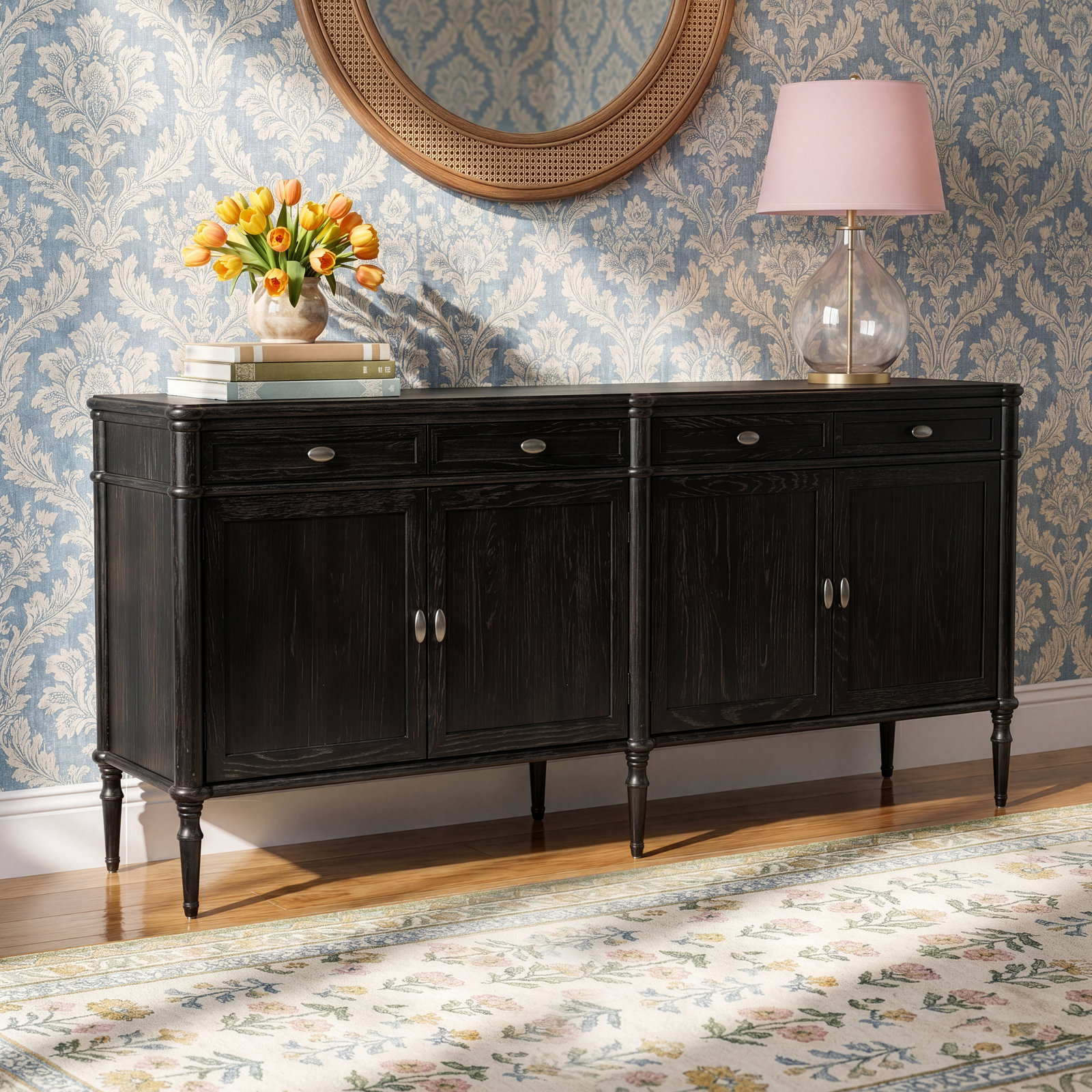 Susie Oak Sideboard, Distressed Black