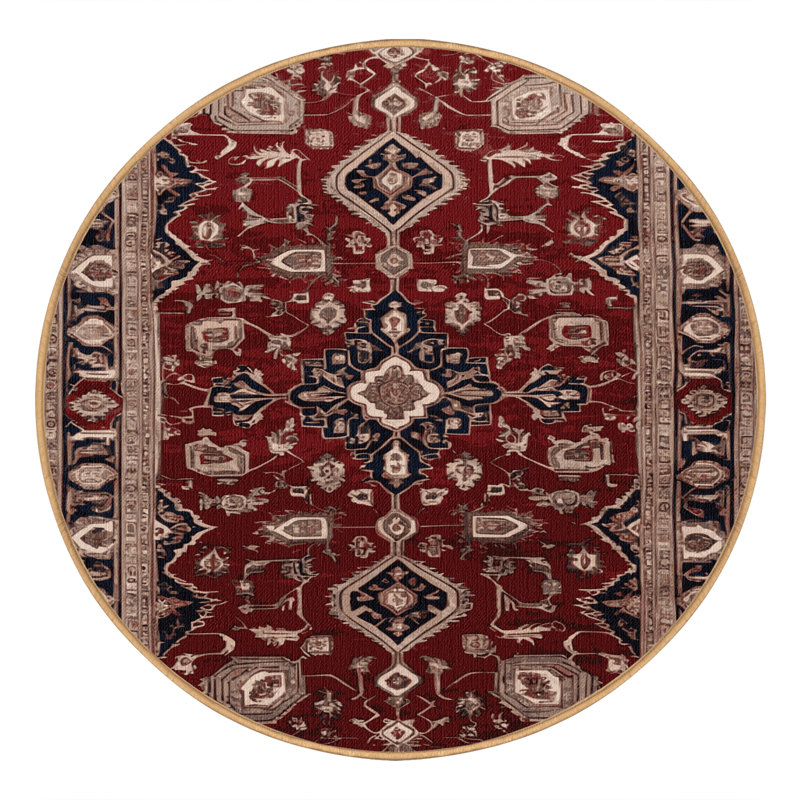 Tapis brun lavable à la machine, Rond 5 pi