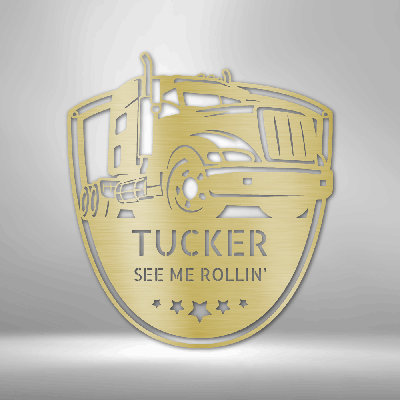 Décoration murale en acier personnalisable, monogramme de camion 10-4 Roger