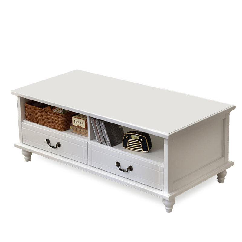 Table basse polyvalente en bois massif, H 17,72 po x L 53,15 po x l 25,59 po, Blanc
