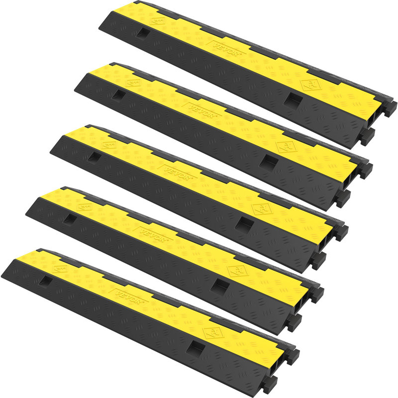 Rampe de protection de câble, 5 paquets de 2 canaux à bosse de vitesse, capacité de charge modulaire en caoutchouc de 11 000 lb, protection de câble en caoutchouc