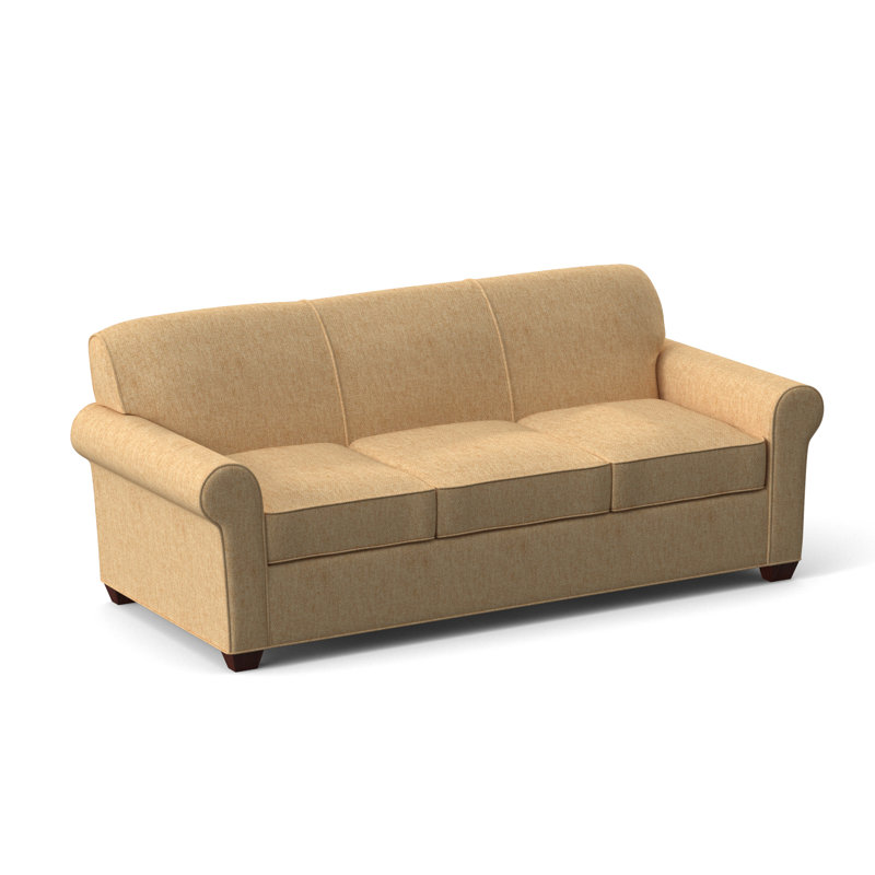 Finn Rolled Arm Sofa with Reversible Cushions, Empire Mahogany, Dorset Camel, 34" H x 83" W x 36" D