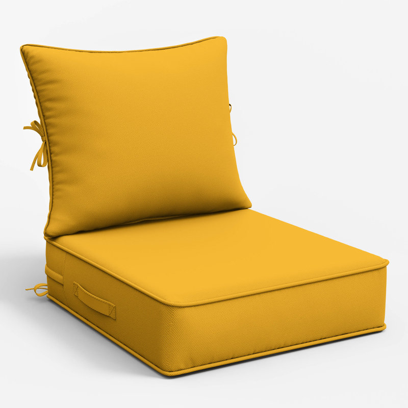 Ensemble de coussins de siège d'extérieur Wynee, 5", Jaune, 24" W x 24" D