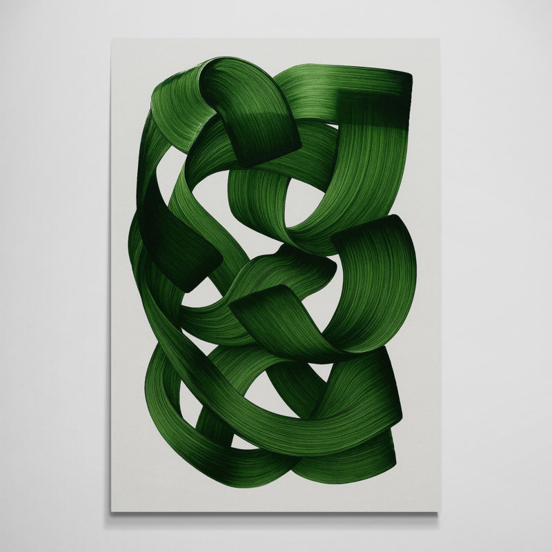 Green Swirls Abstract Wall Art - Canvas Framed Print, 117 cm H x 84 cm W
