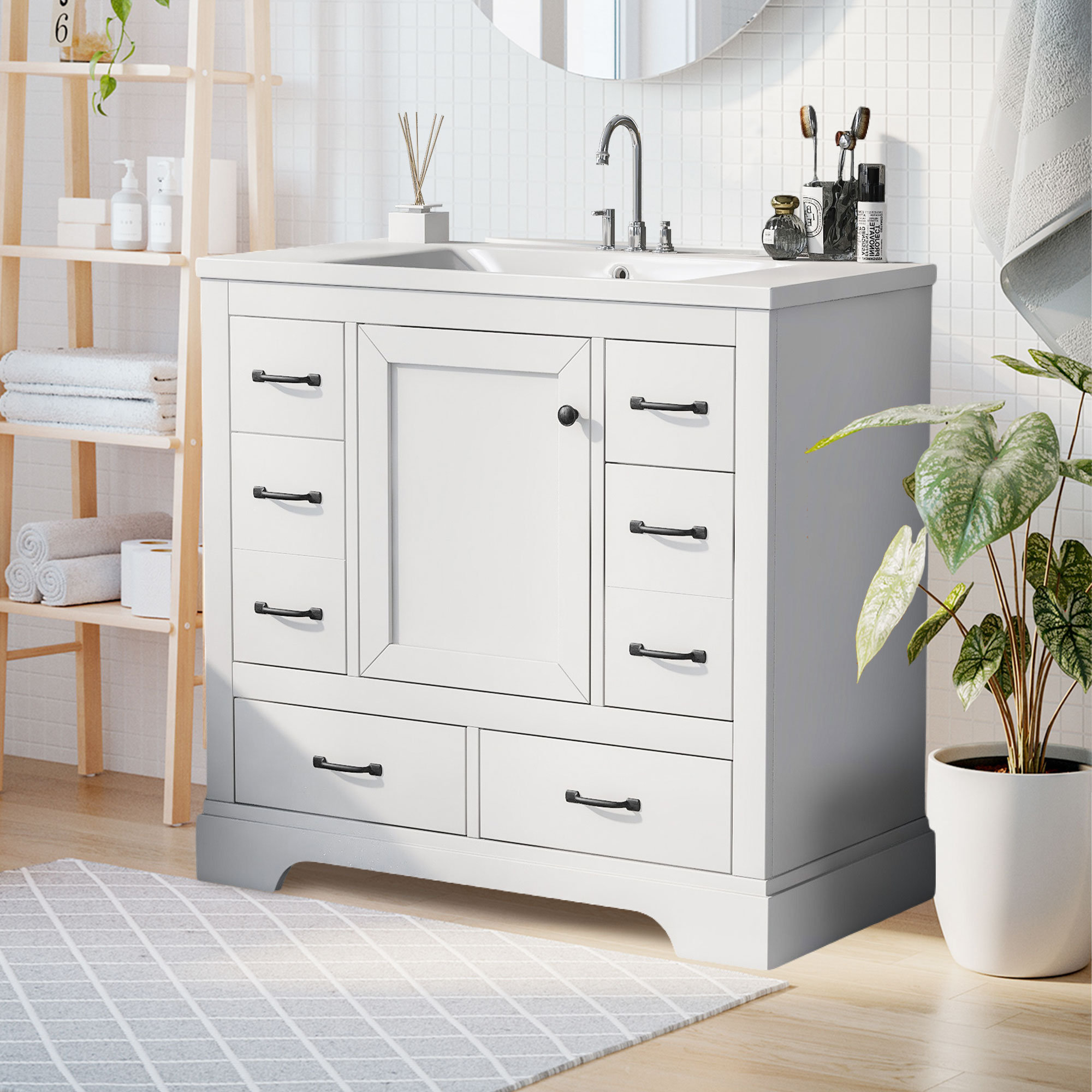 Magiccactus 35.5'' Single Bathroom Vanity Base Only in White | Wayfair