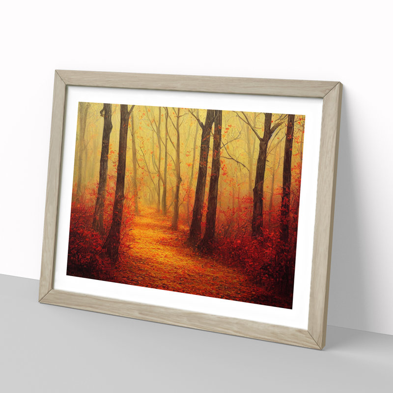 Warm Autumn Forest Vol.2 - Single Picture Frame Painting, 25cm H x 34cm W x 2cm D, Oak Framed