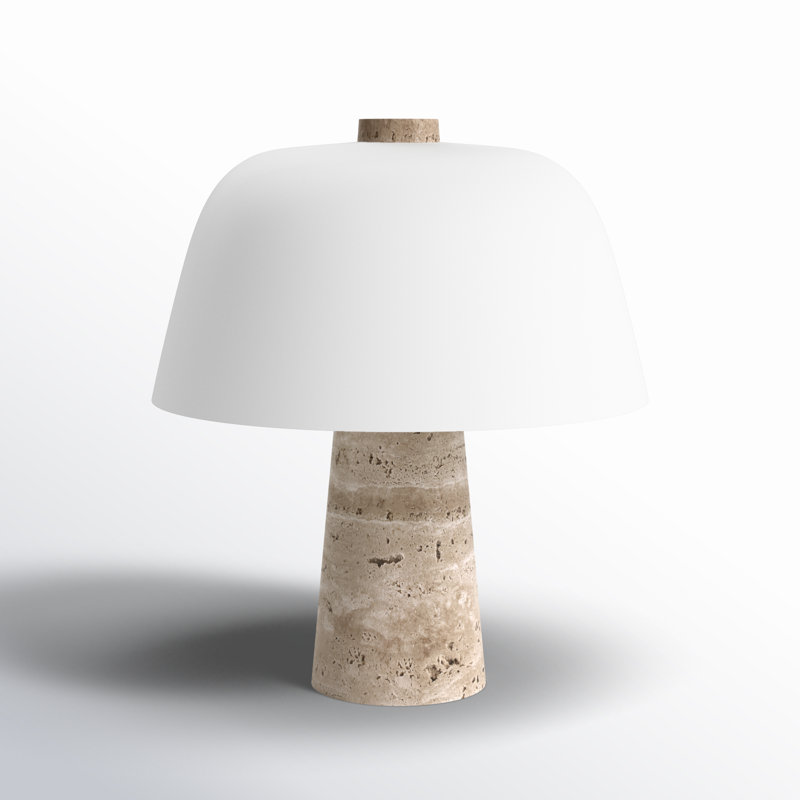 Zori Stone Dimmable Table Lamp, 13.1" H x 11.4" W x 11.4" D, White