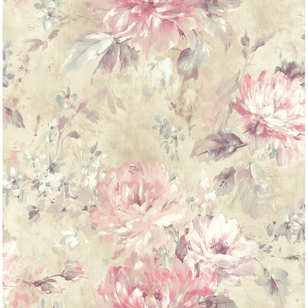 Amorion Watercolor Flower 33' L x 20.5" W Wallpaper Roll Red Barrel Studio® 