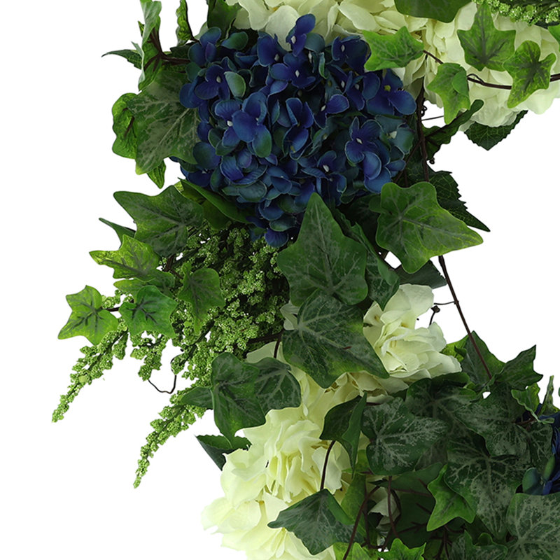 Handcrafted Faux Hydrangea Polysilk 23'' Wreath