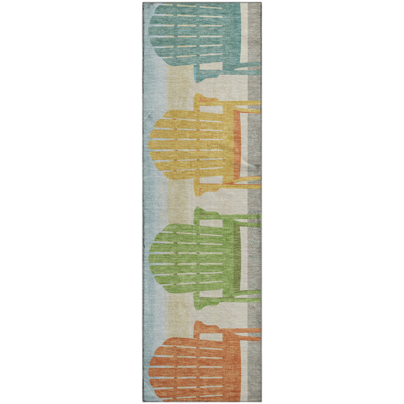 Premium Machine Washable Cerrito AMF146 Blue Rug, Runner 2'3" x 7'6"