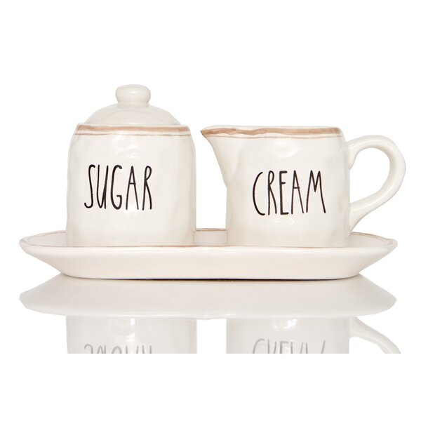 Sugar and Creamer Set, Cream Container and Sugar Holder Set for Coffee Bar,  Farmhouse Sugar Bowl with Lid and Spoon, Ceramic Sugar Dispenser and