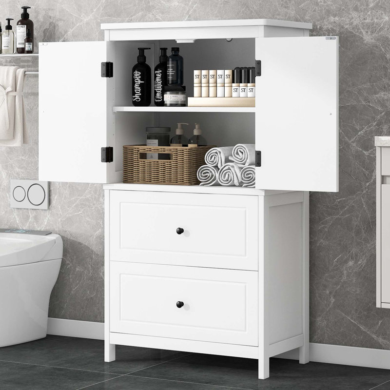 Bathroom Storage Cabinet With Adjustable Shelf, White