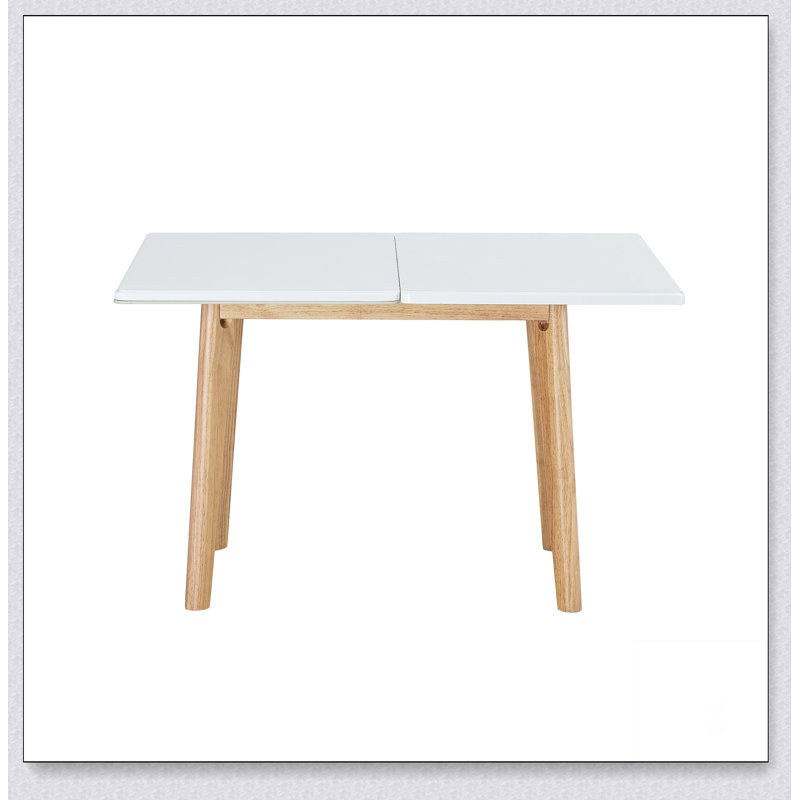 Plateau de table en imitation marbre fritté avec pieds en bois d'hévéa, bureau d'ordinateur pliable, Blanc / Brun