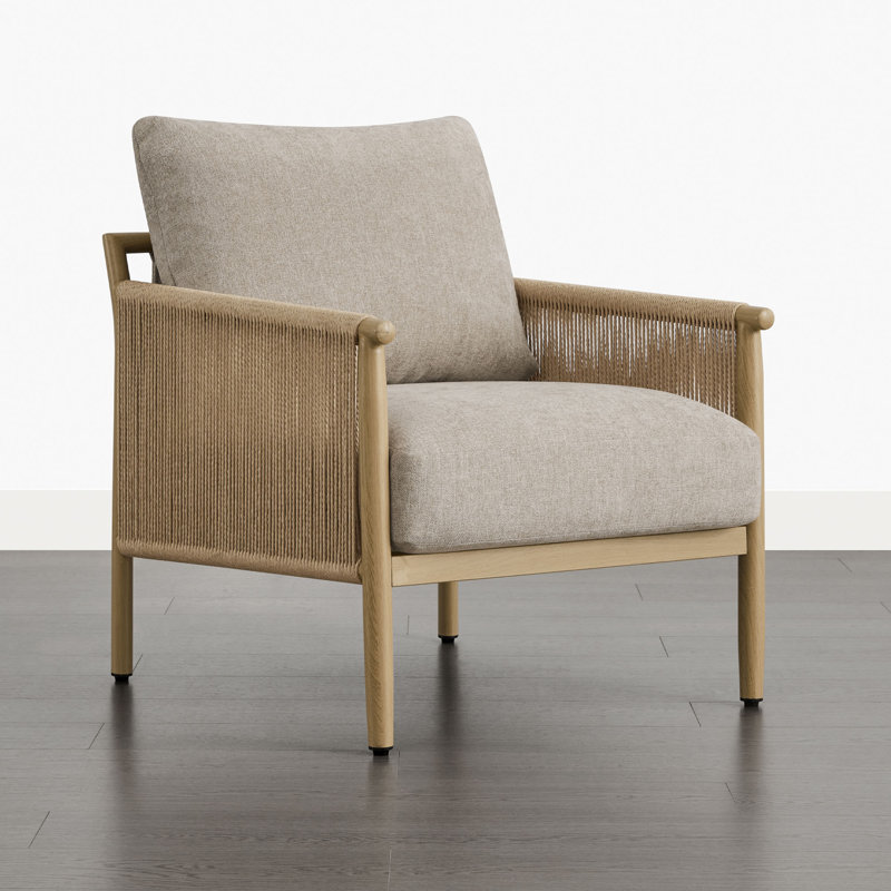 Boho-inspired Upholstered Accent Chair, Light Gray, Gray