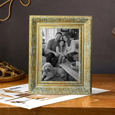 Cadre photo de famille 1PC 5 po x 7 po doré antique