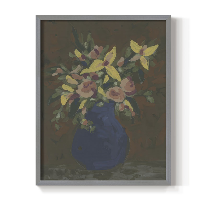 «Dark Bouquet I», reproduction encadrée - bois massif, H 11 po x l 9 po, Gris