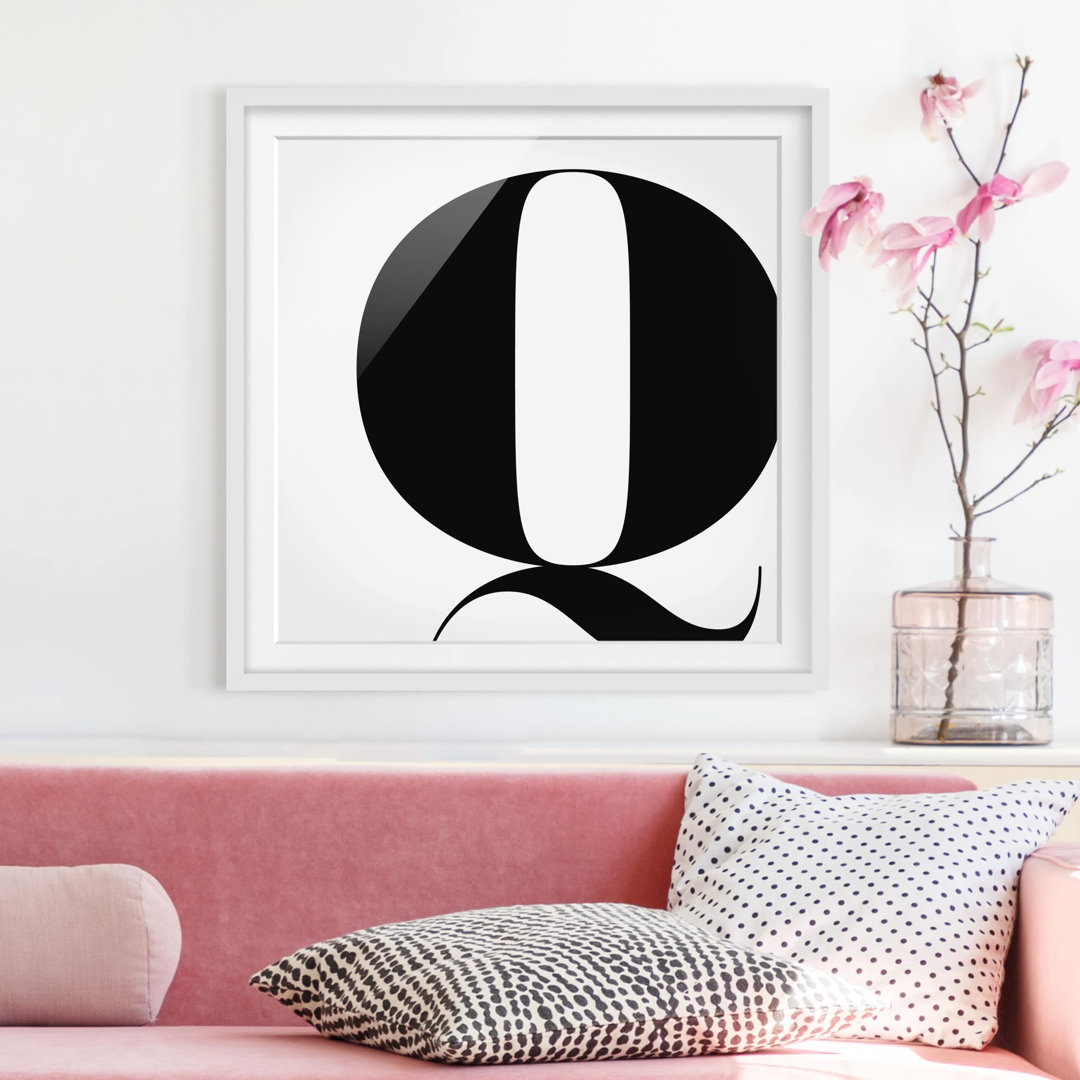 Gerahmtes Papierbild Antiqua Letter Q