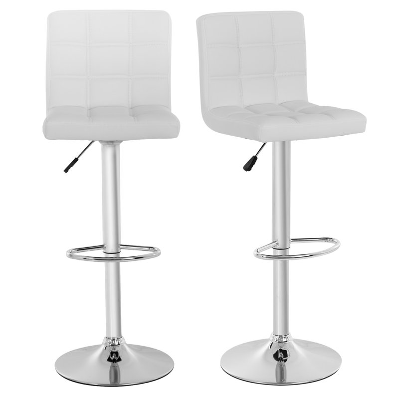 Ceann Swivel Upholstered Adjustable Height Counter Stool, White