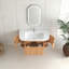 Meuble-lavabo de 36 po avec 2 tiroirs latéraux, lavabo mural en bois massif à bords flottants et courbes, lavabo mural en bois massif sans robinet