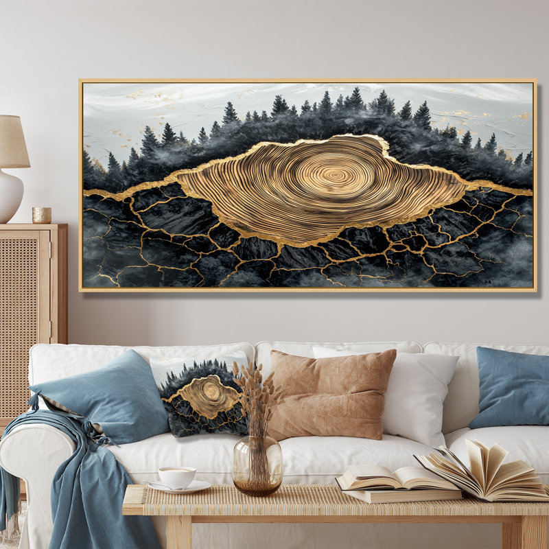 Gerina forêt sombre liquide Gem River I - forêt, art mural, H 28 po x l 60 po, Toile tendue, Ne s’applique pas