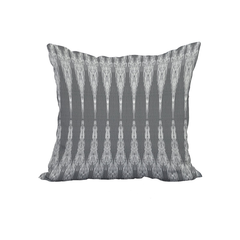 Ikat Reversible Throw Pillow, 18" H x 18" W, Gray