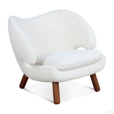 Chaise Pelican Sherpa - Blanc nuage / noyer