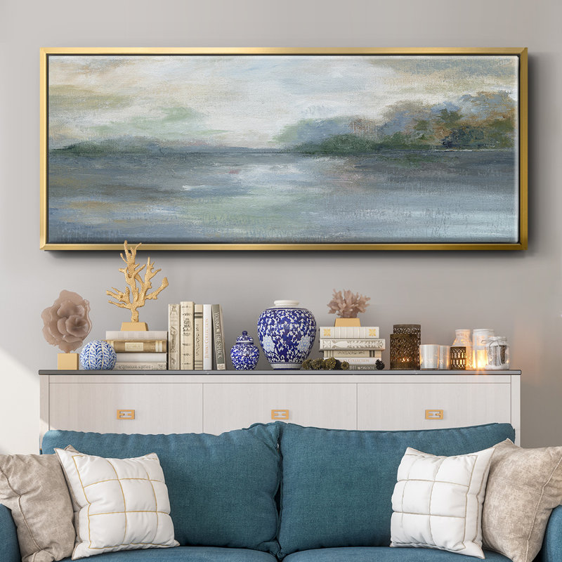 Blue Ethereal- Framed Canvas, 12" H x 30" W