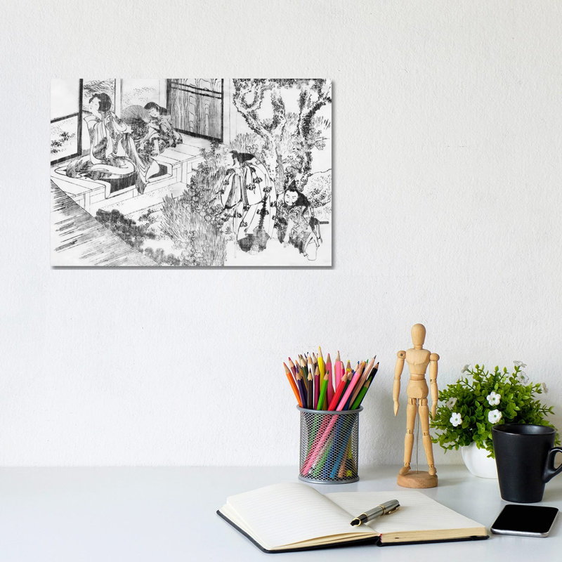A Man Watching A Beautiful Woman by Katsushika Hokusai - Wrapped Canvas Print, 20.32 cm H x 30.48 cm W