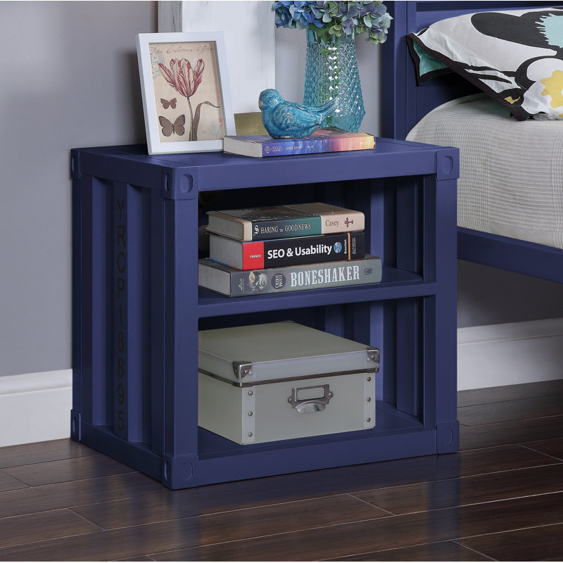 Parke 20'' W Metal Nightstand, Blue