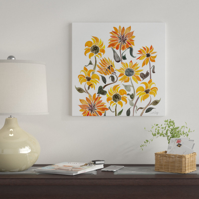 «Sunflower Watercolor, Yellow» par Cat Coquillette, impression sur toile tendue, H 12 po x l 12 po x P 1,5 po, Toile tendue